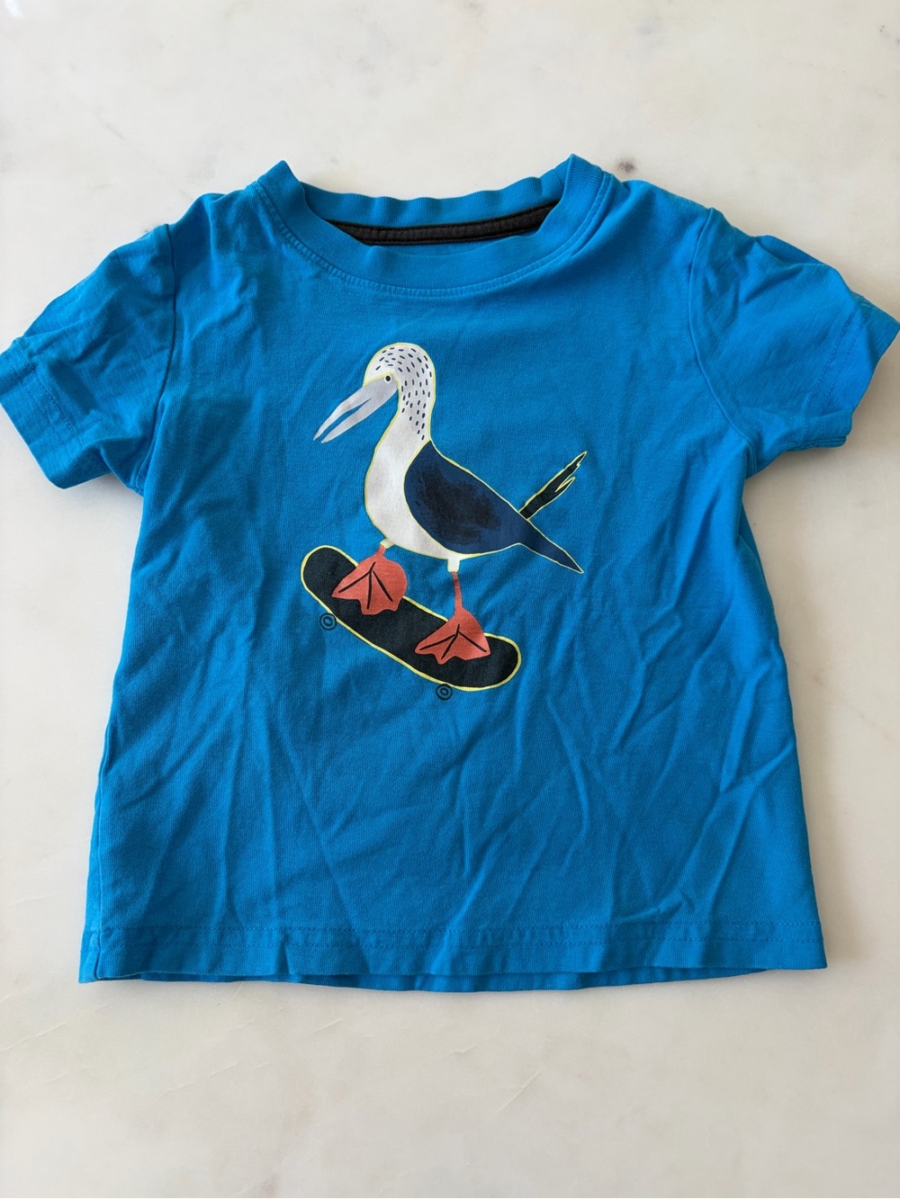 Tea Collection Bright Blue Tee with Skateboarding Bird
